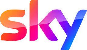 sky logo with orange, red, purple and blue gradients on white background