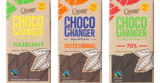 Photo with three of Aldi's Chocochanger chocolates chocolate bar